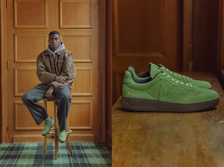 Woman wearing Veja V-90 sneakers