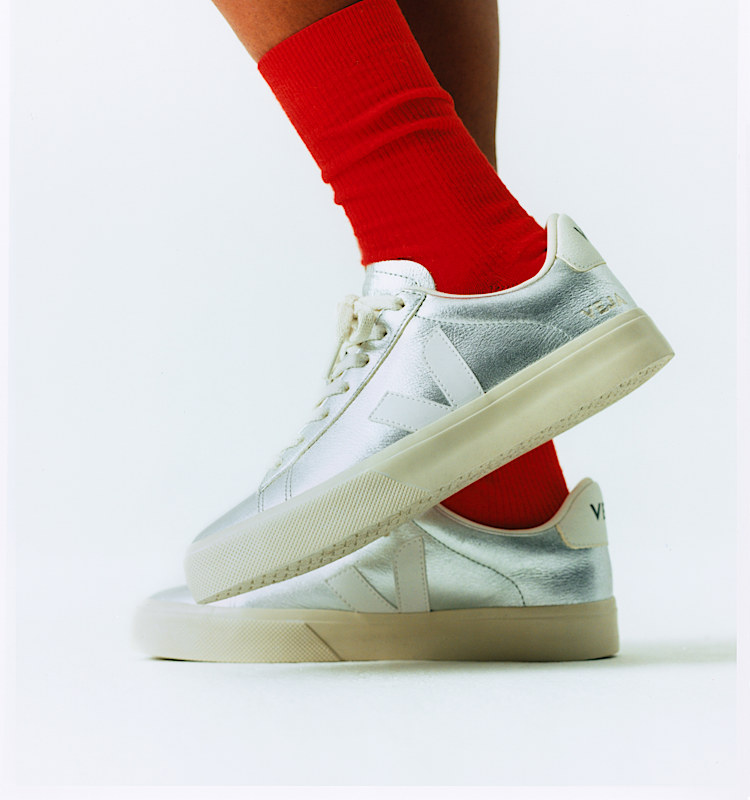 veja baskets campo cuir argente cp0502684