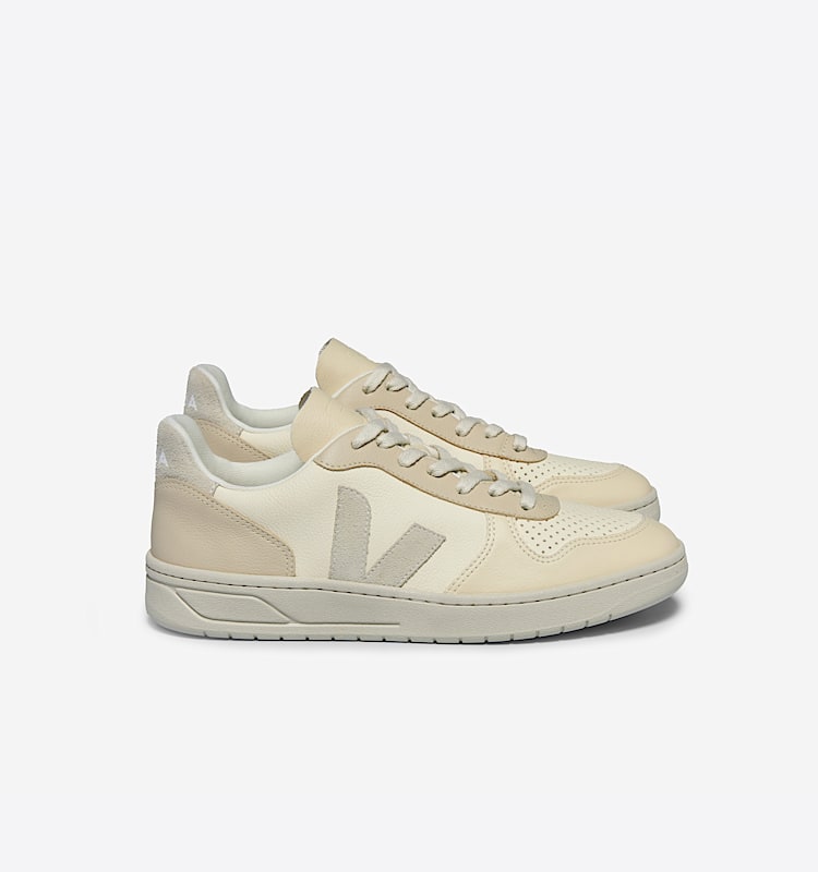veja baskets v-10 cuir beige vx0503673 Lateral view