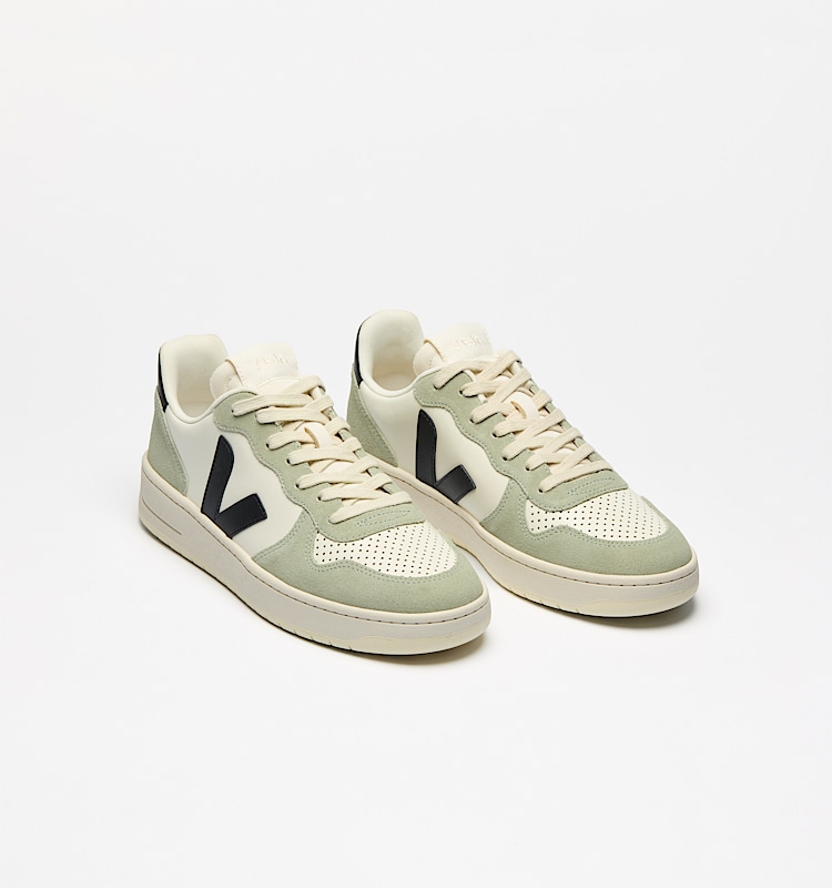 veja baskets v-10-prime cuir vert vi0220500 Top view