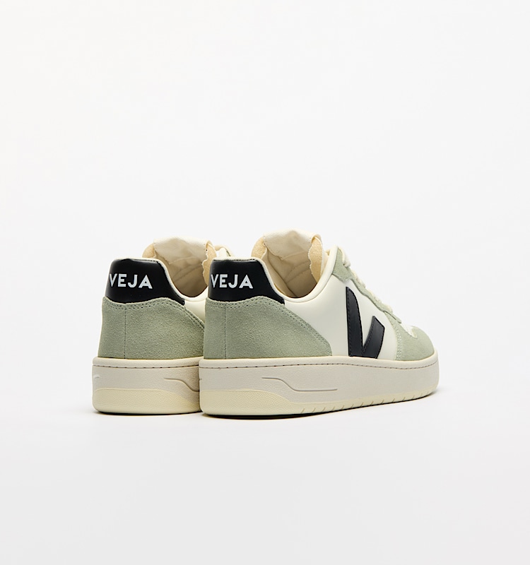 veja baskets v-10-prime cuir vert vi0220500 Back view