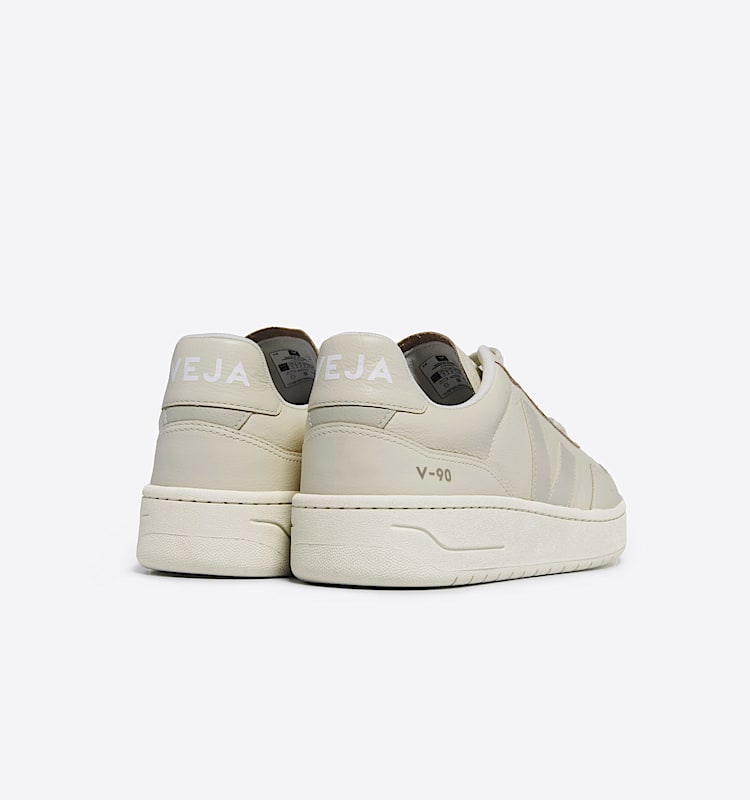 veja baskets v-90 cuir beige vd2003381 Back view