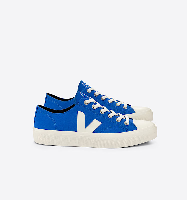 veja baskets wata-ii-low coton-biologique bleu pl0103166 Lateral view